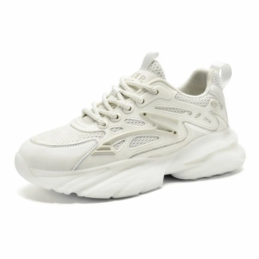 JEEP SPIRIT Abrasion Resistant, Breathable, Lightweight, Height Increasing Low top Chunky Sneakers Men's White