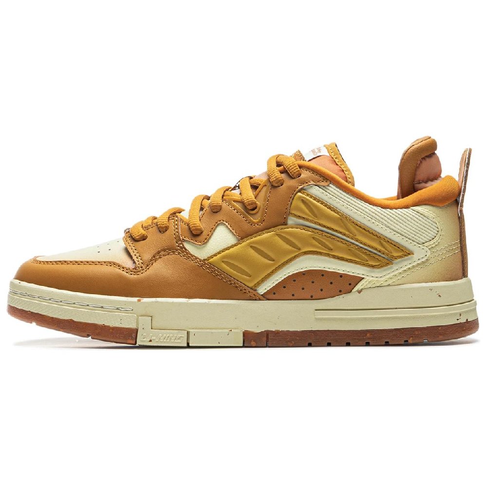 LiNing Wave Pro Anti-Slip Wear-Resistant Low-Top Skateboard Shoes Men's Yellow Brown
