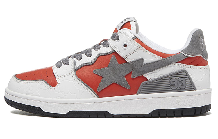 A BATHING APE SK8 STA Stylish Skateboarding Shoes Women's White Red