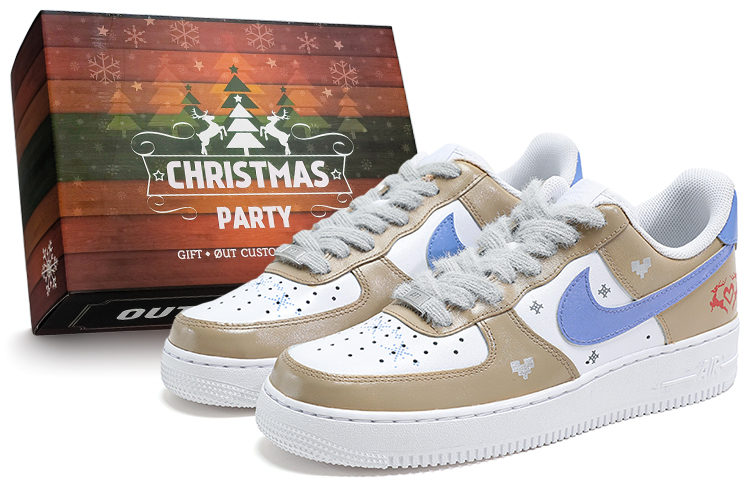 Nike Air Force 1 Low-Top Skateboard Shoes Women's White Brown Purple Silver