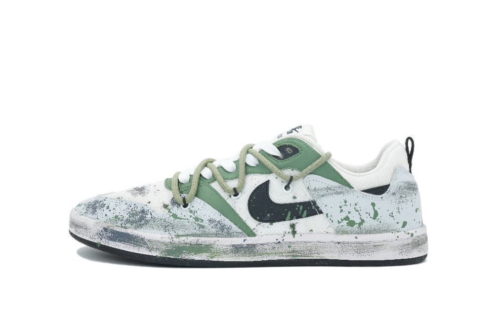 Nike SB Alleyoop Spring Breeze Anti-Slip And Wear-Resistant Lightweight Low-Top Skateboard Shoes Men's White Green