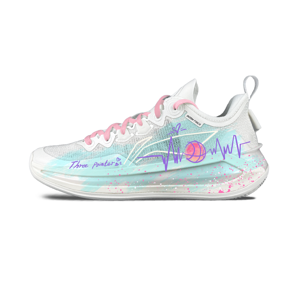 LiNing Liren 3 V2 Cushioning Support Rebound Low Top Basketball Shoes Unisex White Pink Blue