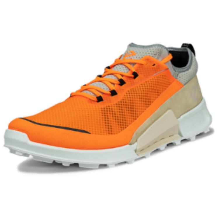 Ecco Low Top Casual Shoes Men's Gray Orange