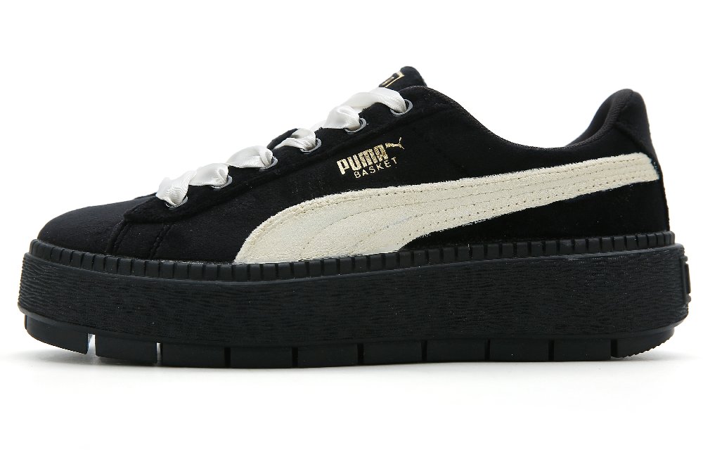 PUMA Platform Anti-Slip Wear-Resistant Low-Top Skateboard Shoes Women's Black Yellow