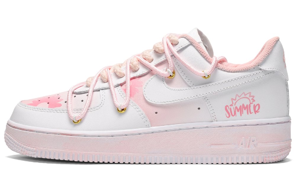 Nike Air Force 1 CUS ID Anti-Slip Wear-Resistant Low-Top Skateboard Shoes Women's White Pink