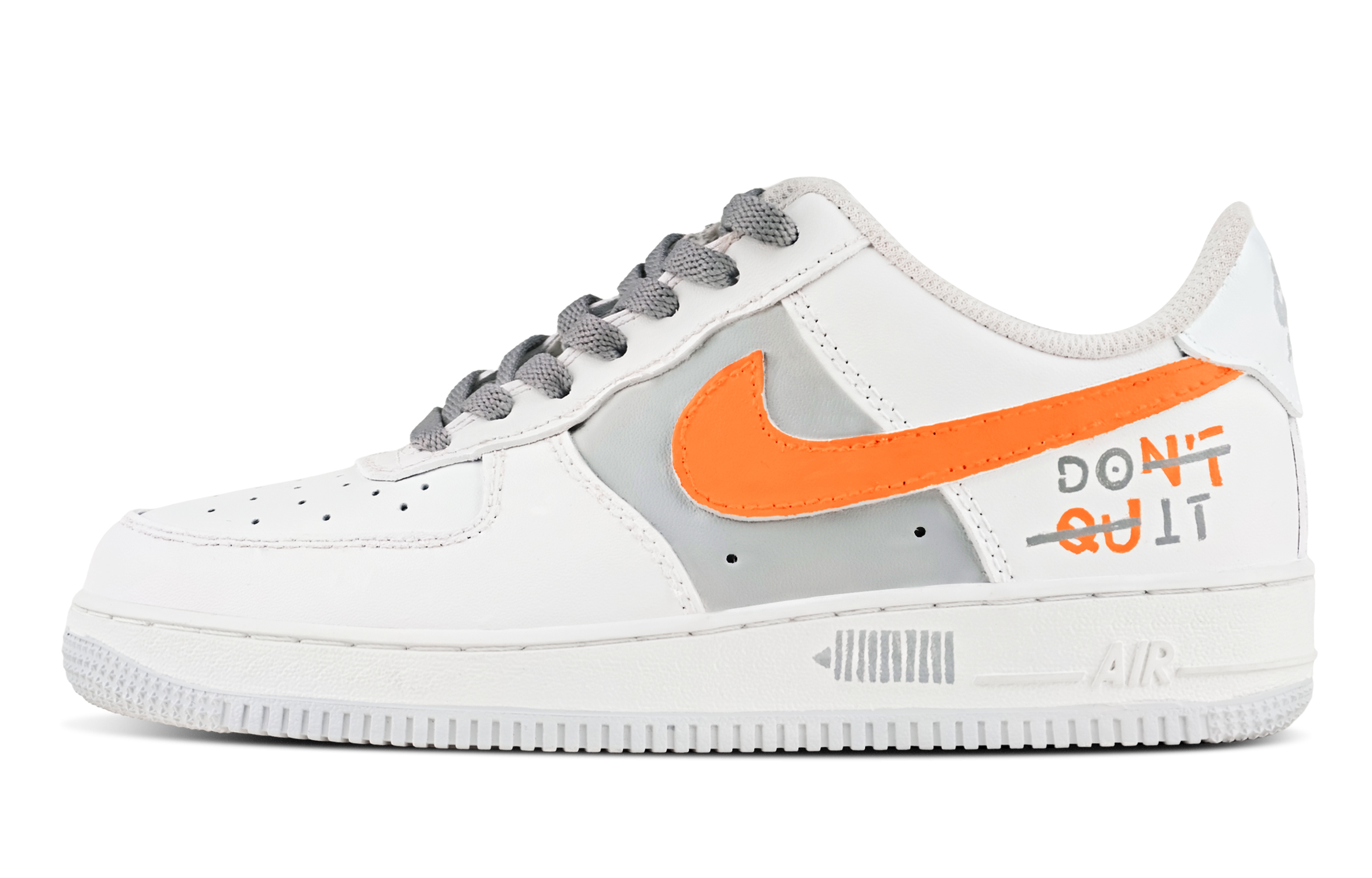 Nike Air Force 1 'Triple White. Abrasion Resistant Low Top Skateboard Shoes Women's Gray Orange