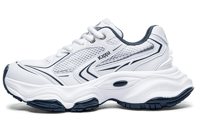 Kappa Anti-Slip Wear-Resistant Breathable Support Height Increasing Low-Top Chunky Sneakers Women's White Blue