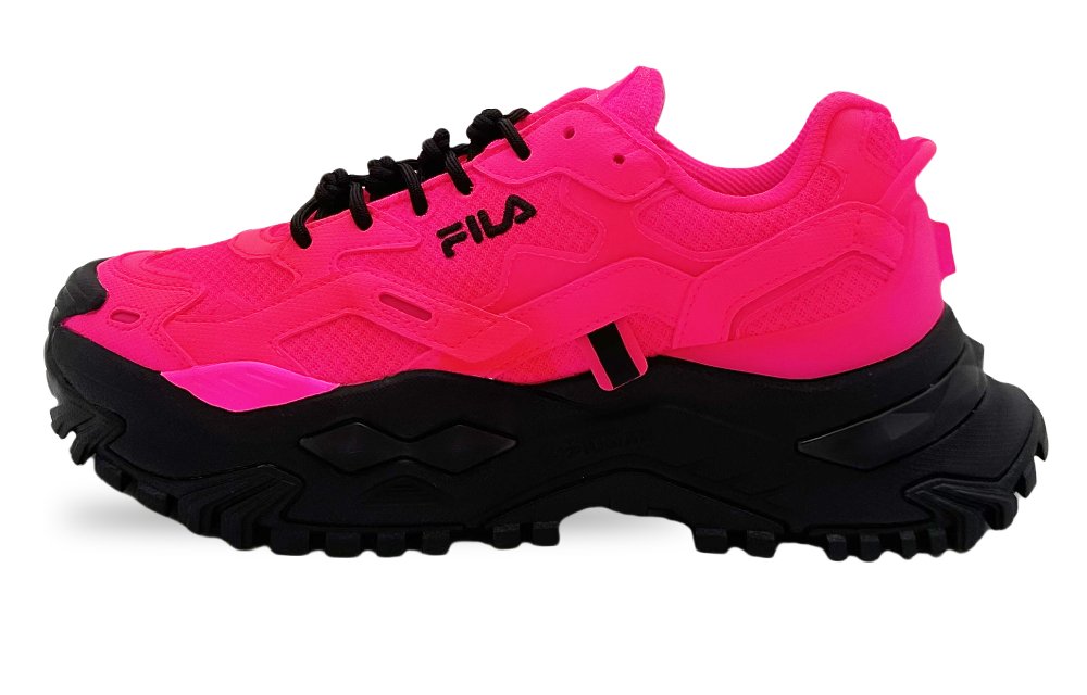 FILA Fusion Feilu Trend Brand BIANCO Anti-Slip Wear-Resistant Low-Top Casual Shoes Women's Black Pink