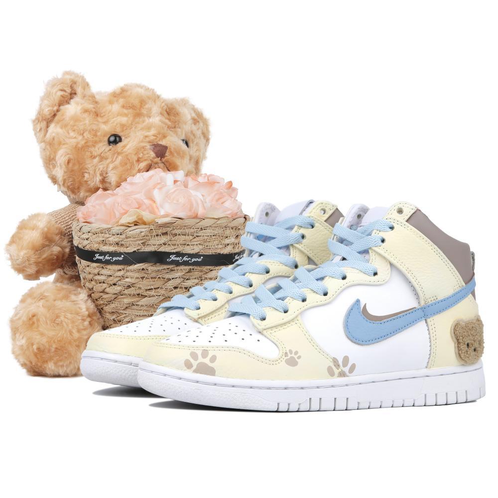 Nike Dunk High Slip-Resistant Lightweight Impact Resistance High-Top Skateboard Shoes Unisex Blue Yellow White