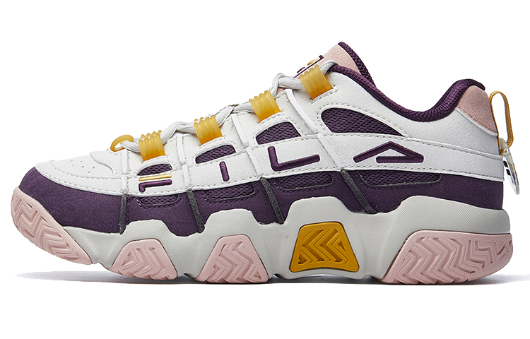 FILA Barricade Wear-Resistant Low-Top Vintage Basketball Shoes Women's White Pink Purple