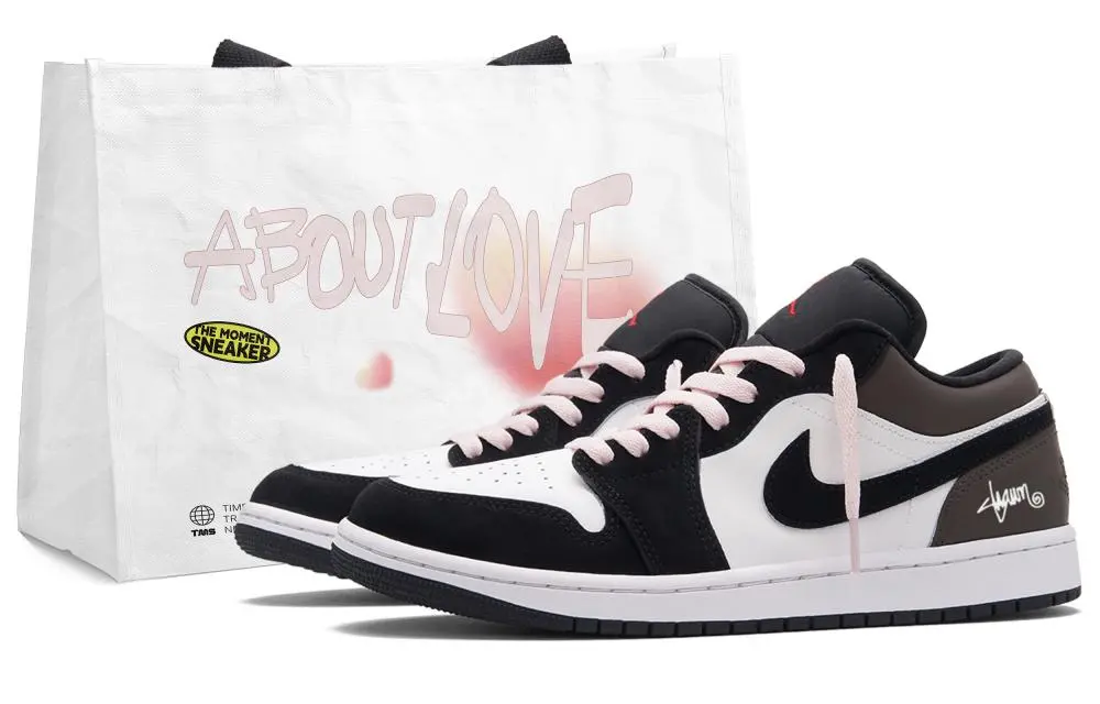 Jordan Air Jordan 1 Mocha Bubble Low top Vintage Basketball Shoes Unisex Black Brown White