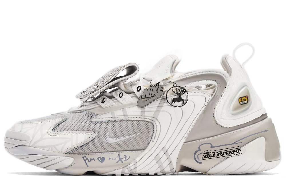 Nike Zoom 2K Da Vinci Custom, Elk Cushioning Slip Resistant Low Top Casual Shoes Women's Gray White