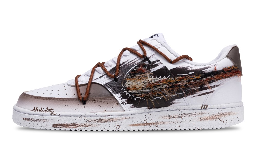 Nike Court Vision 1 Ugly Abrasion Resistant Low Top Skateboard Shoes Men's Brown White