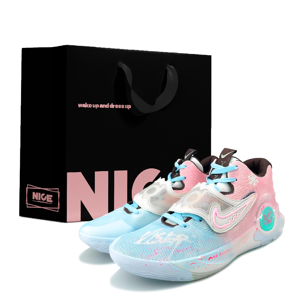 Nike KD Trey 5 X Abrasion Resistant Low Top Basketball Shoes Men's Pink Blue