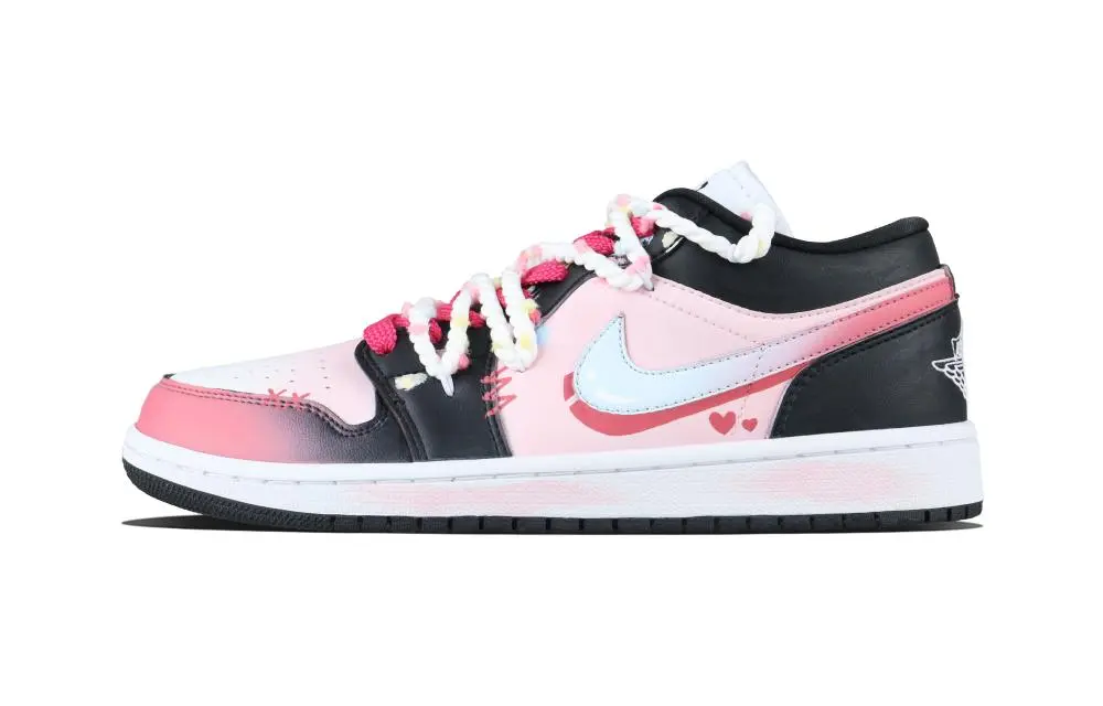 Jordan Air Jordan 1 Sweet Wild Fantasy Low top Skateboard Shoes Unisex Pink Black
