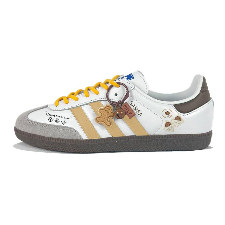 Adidas Originals SAMBA OG Cookie Party Anti-Slip Wear-Resistant Low-Top Skateboard Shoes Unisex White Yellow Gray