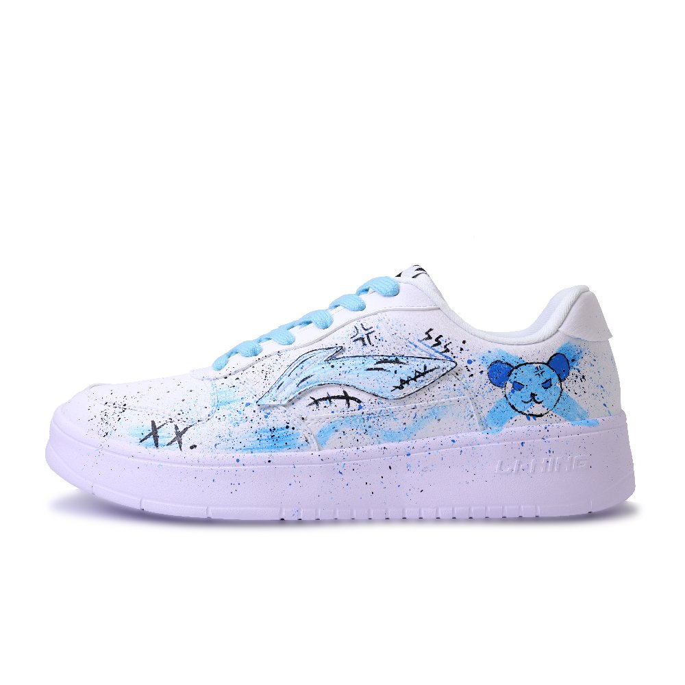 LiNing Pontoon Boats Abrasion Resistant, Lightweight, And Breathable Low Top Skateboard Shoes Unisex White Blue Black