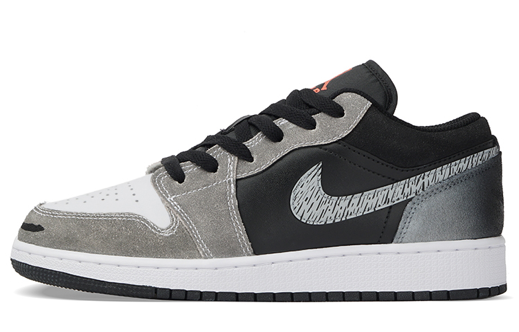 Jordan Air Jordan 1 Low-Top Vintage Basketball Shoes GS Gray Black