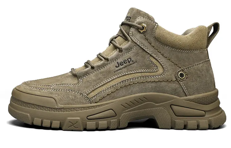 Jeep Durable Breathable Mid Top Outdoor Shoes Men's Khaki