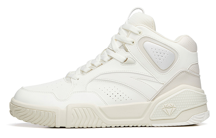 Anta Life Collection Flame Anti-Slip Wear-Resistant High-Top Skateboard Shoes Men's White Gray