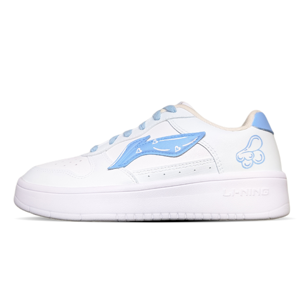 LiNing Pontoon Boats Cushioning Abrasion Resistant Breathable Low top Skateboard Shoes Women's White Blue