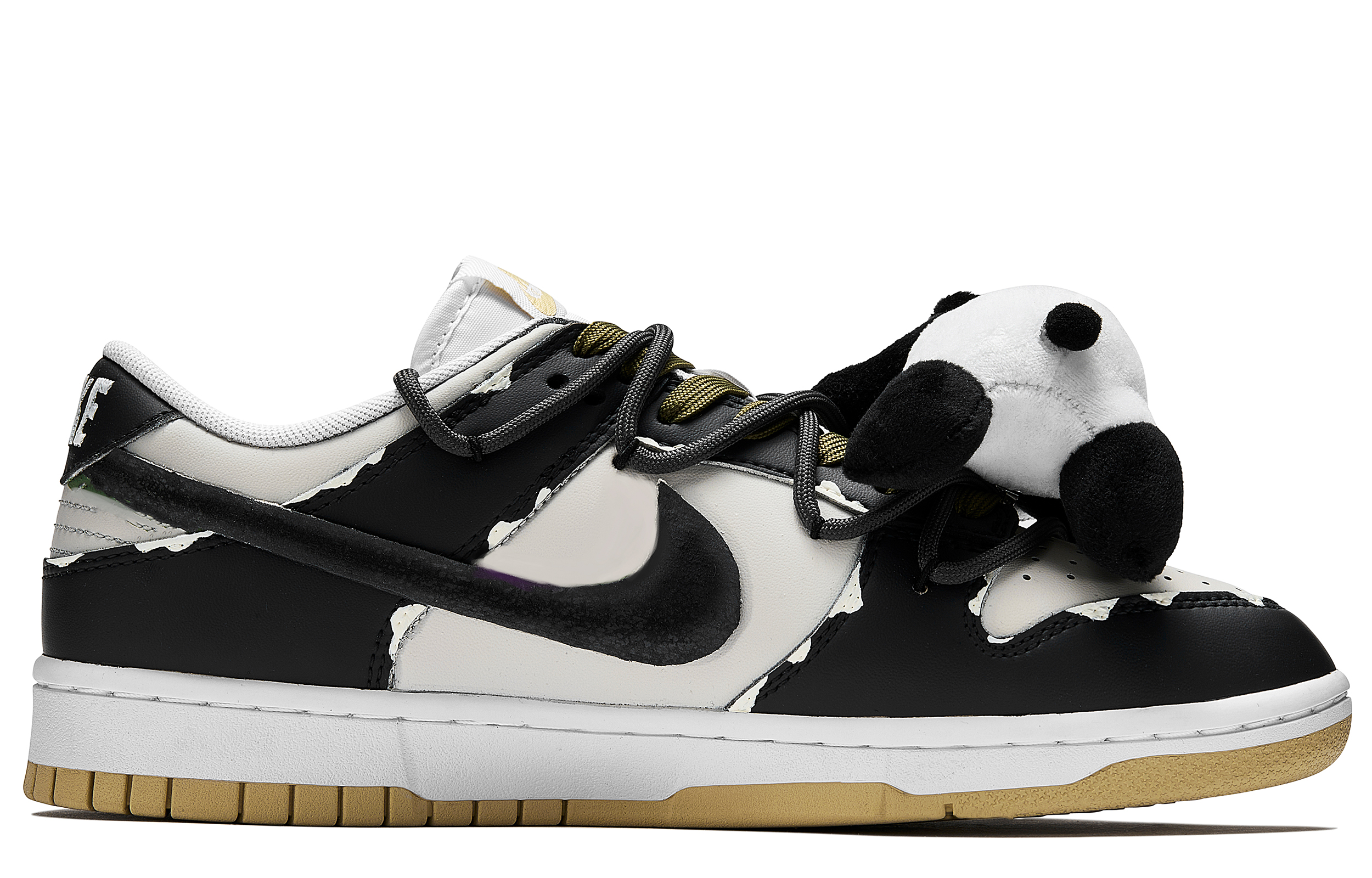 Nike Dunk ADCDAVINCI Custom, Panda Post Office Abrasion Resistant Low Top Skateboard Shoes Men's Green Black Yellow