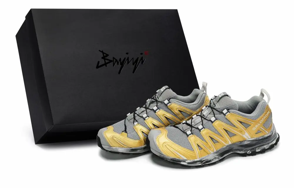 SALOMON XA PRO 3D Abrasion Resistant Low top Running Shoes Unisex Gold Silver