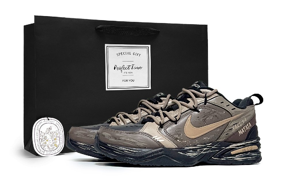Nike Air Monarch 4 Wild Climbing Anti Slip Wear Resistant Low Top Chunky Sneakers Unisex Khaki Black