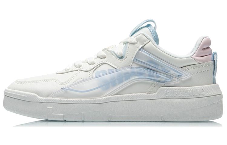 LiNing Wave Superwave LO Slip-Resistant Breathable Lightweight Wear-Resistant Skateboard Shoes Women's White Blue
