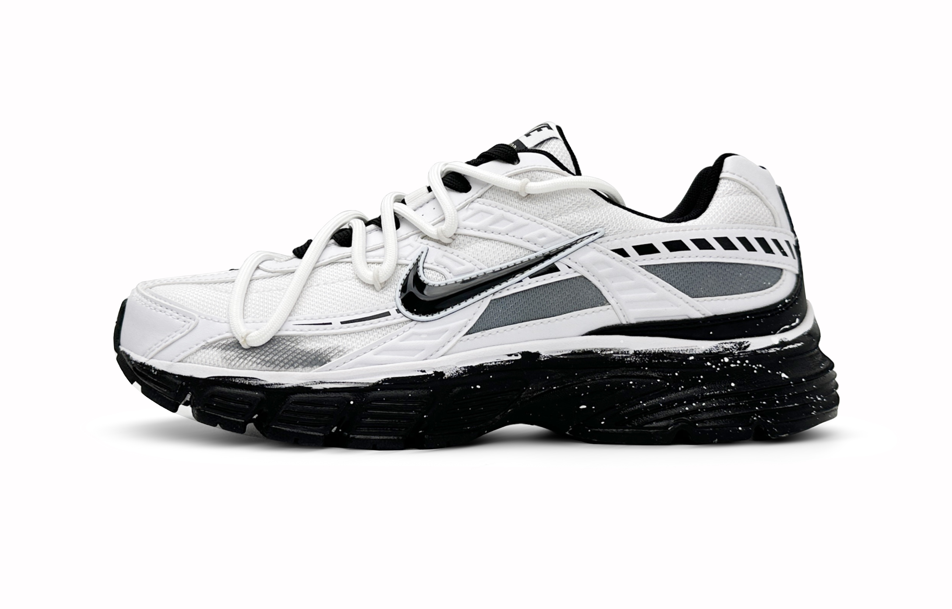 Nike Initiator Cushioning And Abrasion Resistant Coverage Low top Running Shoes Unisex Black White Gray