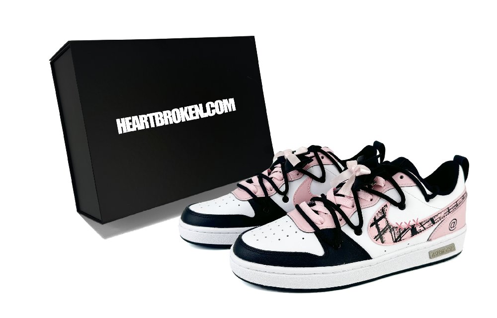 Nike Court Borough 2 Slip-Resistant Cushioning Wear-Resistant Lightweight Low-Top Skateboard Shoes GS Black Pink White