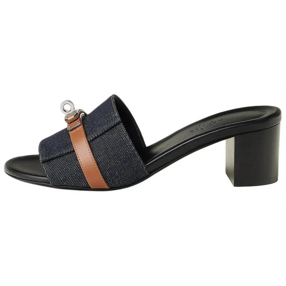 HERMES Gigi Slide Slippers 5cm Women's Blue