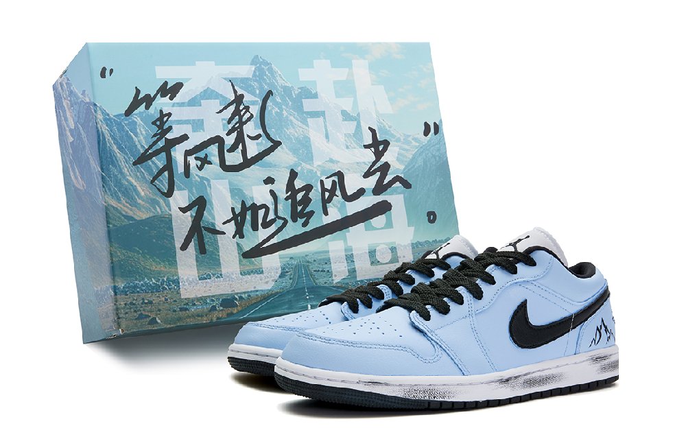Jordan Air Jordan 1 Anti Slip Wear Resistant Low Top Vintage Basketball Shoes Unisex Blue