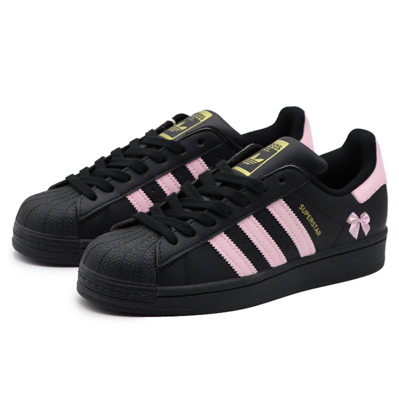 Adidas Originals SUPERSTAR Wear-Resistant Low-Top Skateboard Shoes Unisex Black Pink