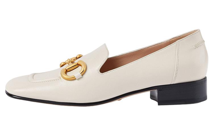 GUCCI Chunky Heel Loafers Women's White
