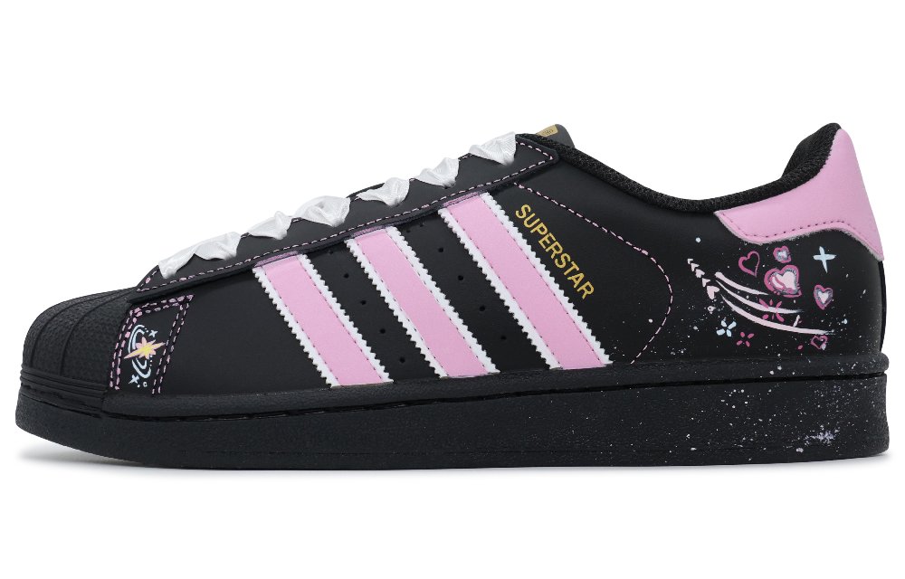 Adidas Originals SUPERSTAR Coverage Anti-Slip And Wear-Resistant Low-Top Skateboard Shoes Unisex Black Pink