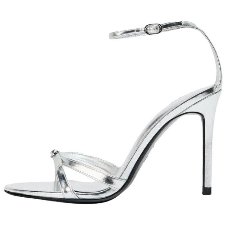 ZARA One Strap Sandals 10cm Women's Silver купить в интернет-магазине Yoocart с быстрой доставкой по России.