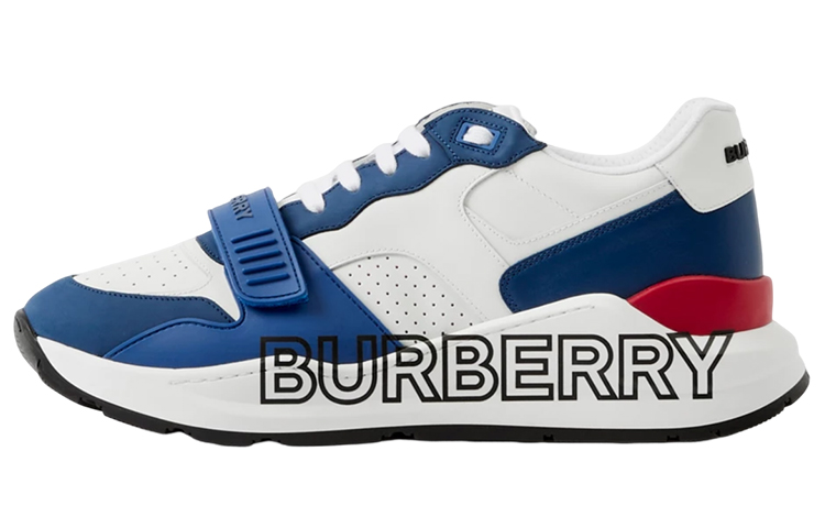 Burberry Logo Print Low-Top Sports Casual Shoes Men's White Blue