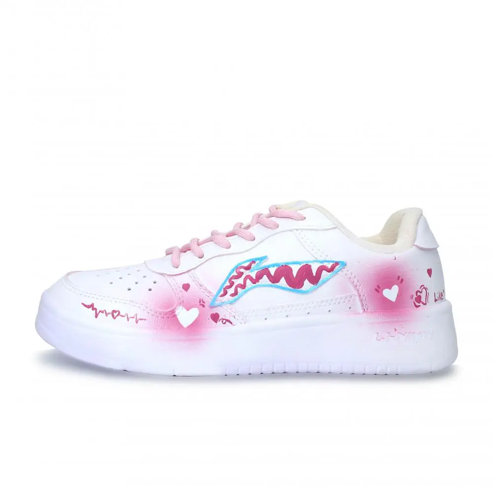 LiNing Pontoon Boats Abrasion Resistant, Lightweight, And Breathable Low top Skateboard Shoes Unisex White Pink Blue