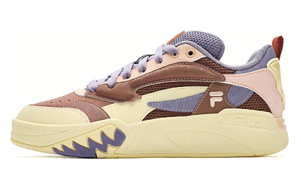 FILA Low Top Vintage Basketball Shoes Women's Light Yellow Purple