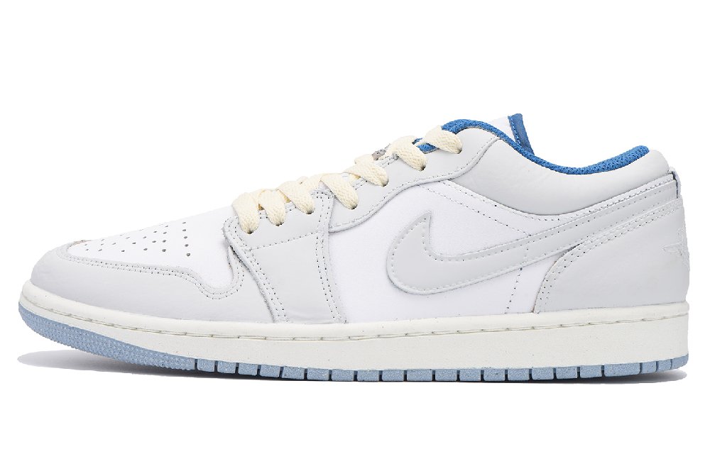 Jordan Air Jordan 1 Slip-Resistant Coverage Balance Impact-Resistant Low-Top Vintage Basketball Shoes Men's Gray White