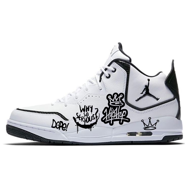 Jordan Courtside 23 Anti-Slip Wear-Resistant Mid-Top Vintage Basketball Shoes Men's White