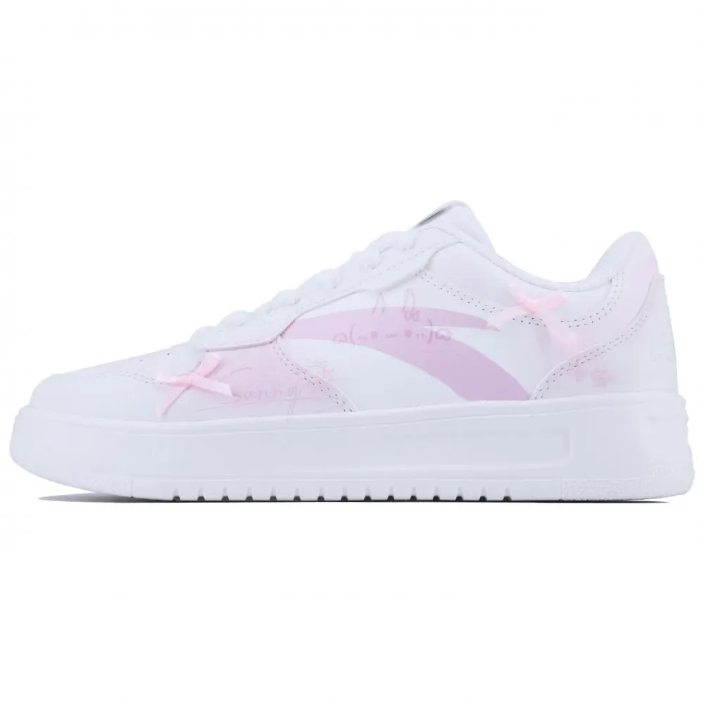 Anta Relaxed Slip Resistant, Abrasion Resistant, Lightweight Low top Skateboard Shoes Women's White Pink