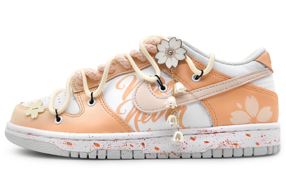 Nike Dunk Slip-Resistant Cushioning Wear-Resistant Low-Top Skateboard Shoes Men's Orange Pink