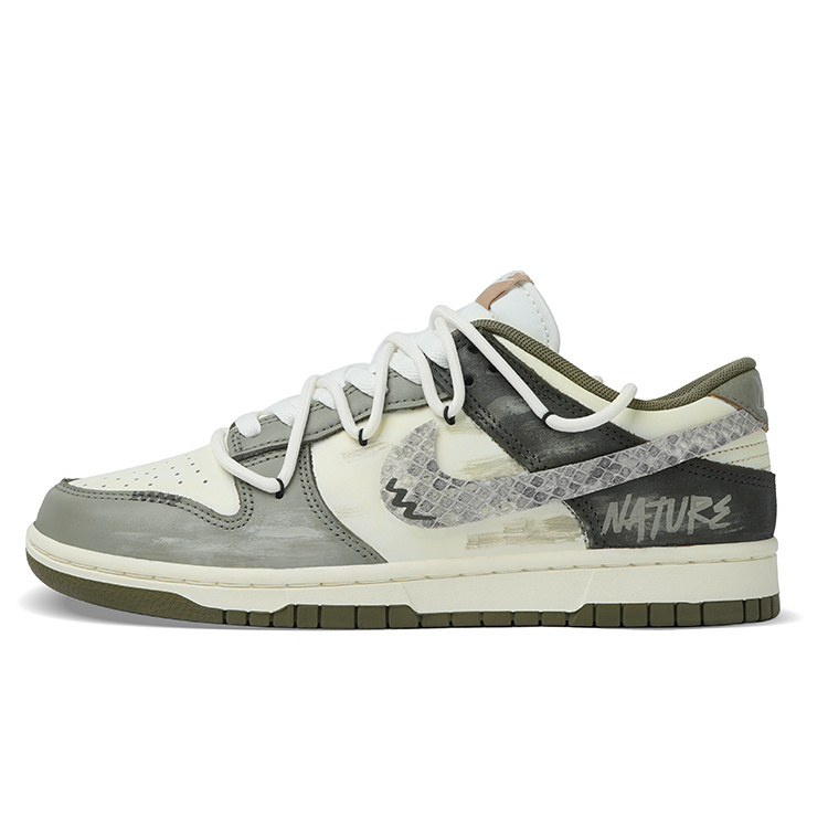 Nike Dunk Anti-Slip Wear-Resistant Low-Top Casual Shoes Unisex White Gray Green