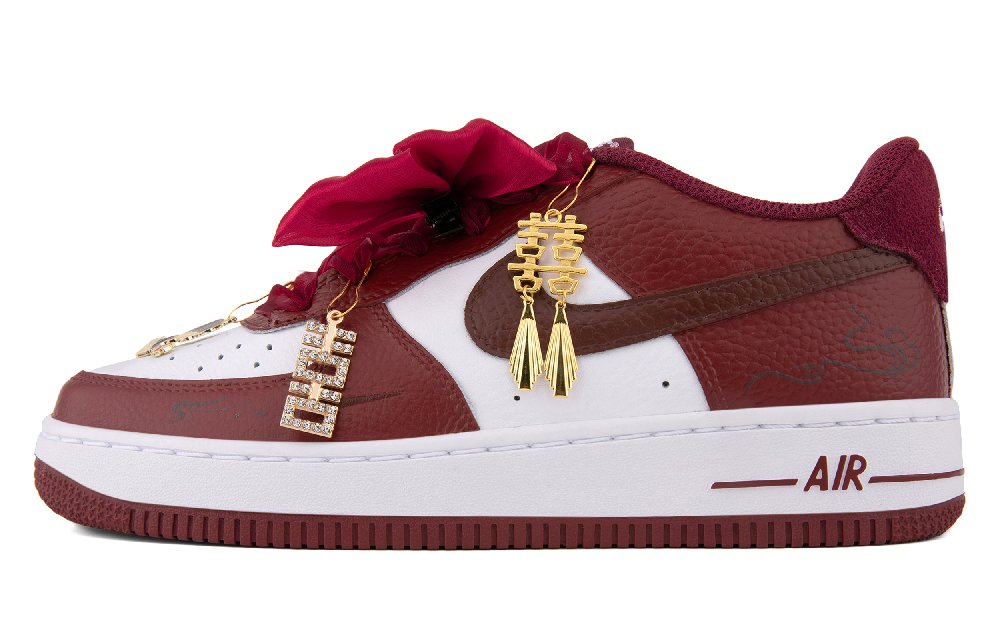 Nike Air Force 1 Anti Slip Wear Resistant Low Top Skateboard Shoes Unisex Burgundy