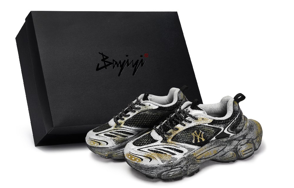 MLB New York Yankees Chunky Sneakers Unisex Low top Black/Gray/Gold/Silver