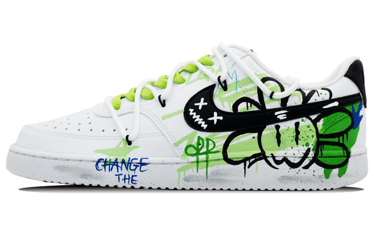 Nike Court Vision 1 Low Low-Top Skateboard Shoes Men's White Green Black