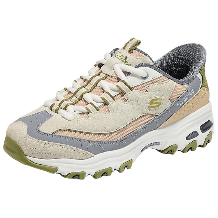 Skechers DLITES Abrasion Resistant Low top Chunky Sneakers Women's Beige Gray Green