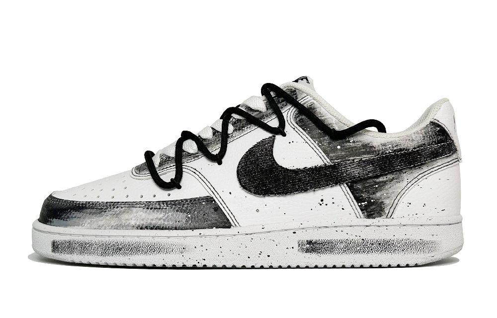 Nike Court Vision 1 Ethereal Shadow Abrasion Resistant Slip Resistant Low Top Skateboard Shoes Men's Black White
